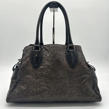 FENDI Hand Bag Tote Purse FF Leather Khaki Authentic