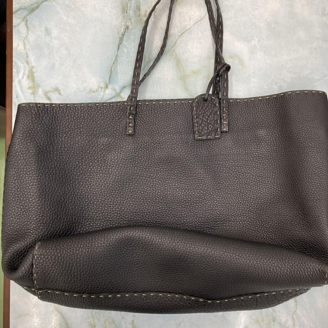 FENDI Boston Hand Bag Tote Purse Selleria Stitch Authentic