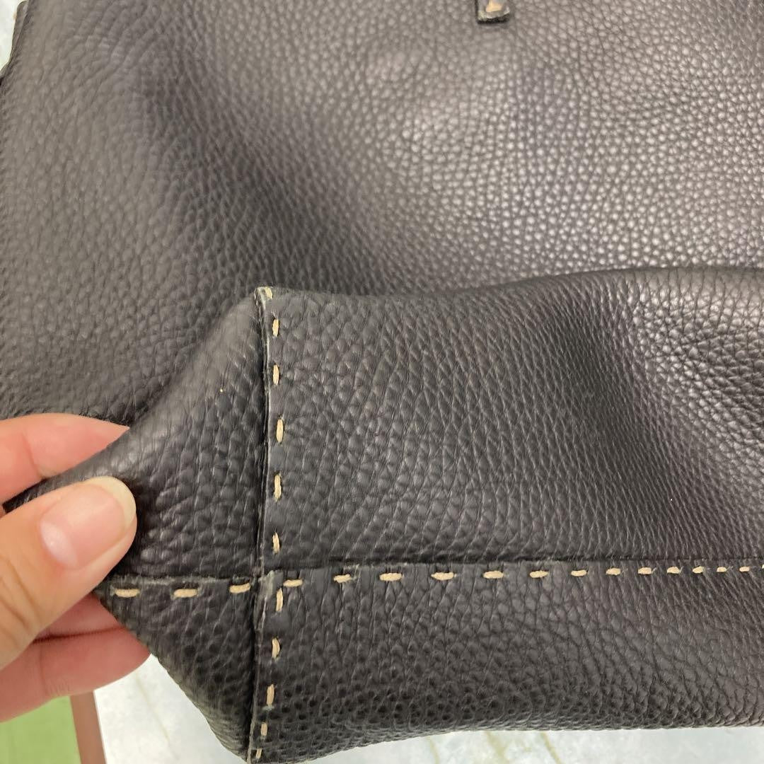 FENDI Boston Hand Bag Tote Purse Selleria Stitch Authentic