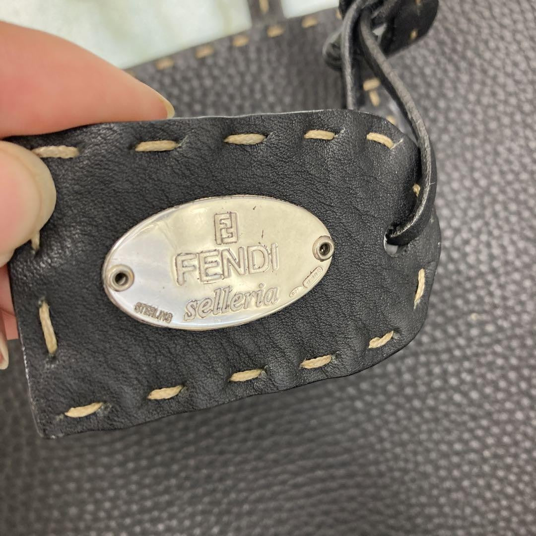 FENDI Boston Hand Bag Tote Purse Selleria Stitch Authentic