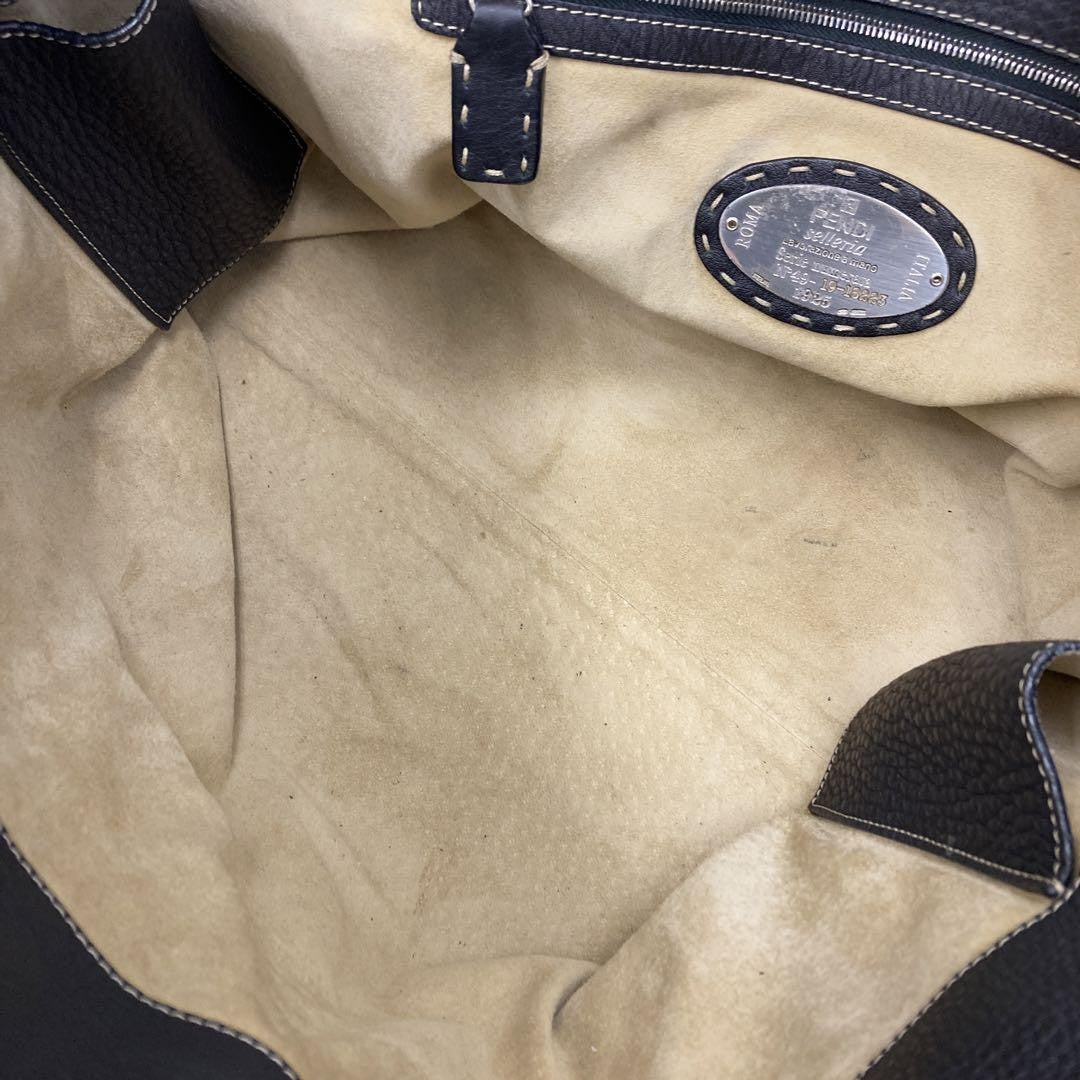 FENDI Boston Hand Bag Tote Purse Selleria Stitch Authentic