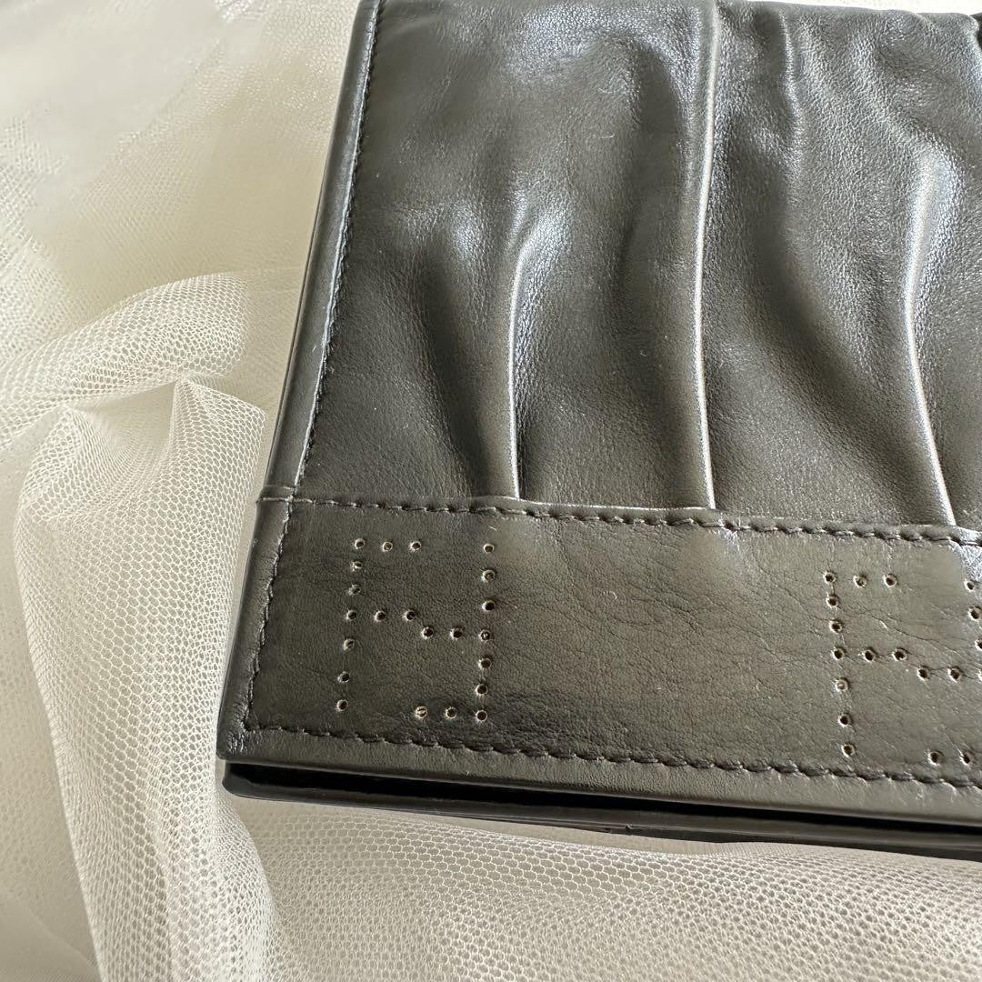 FENDI Clutch Bag Second Bag FF Leather Black Authentic