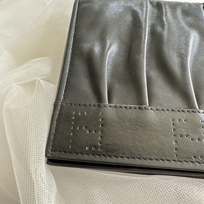 FENDI Clutch Bag Second Bag FF Leather Black Authentic
