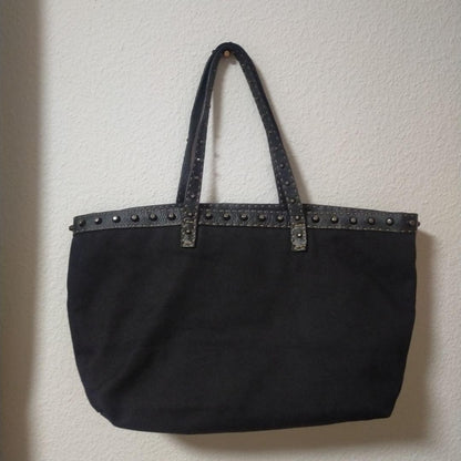FENDI Borsa Hand Shoulder Bag Tote Purse Selleria Nylon Leather Black Authentic