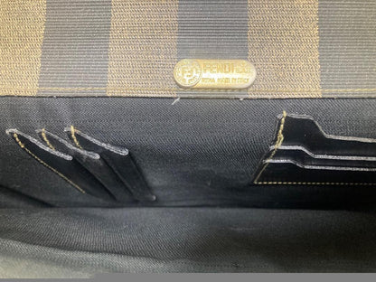 FENDI Business Bag Briefcase Pecan Leather Black Brown Authentic