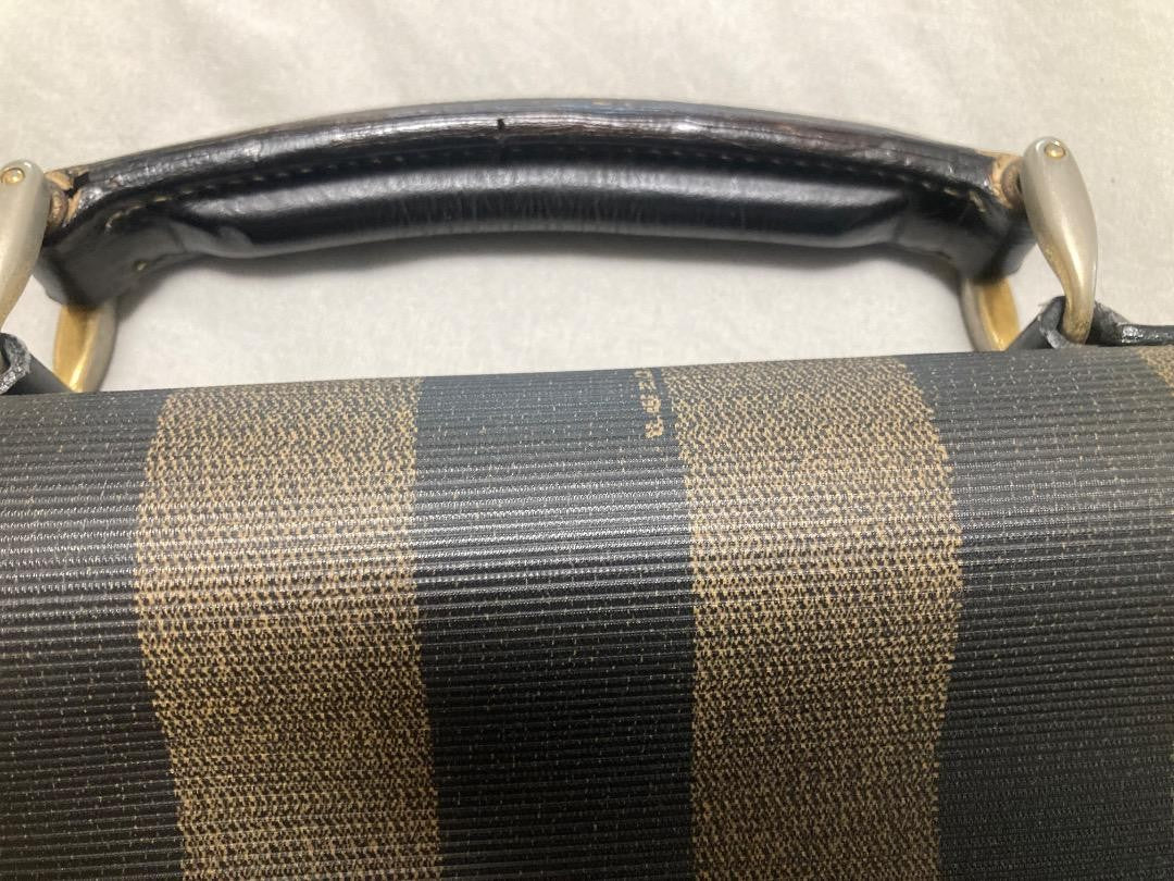 FENDI Business Bag Briefcase Pecan Leather Black Brown Authentic