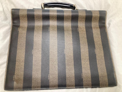 FENDI Business Bag Briefcase Pecan Leather Black Brown Authentic