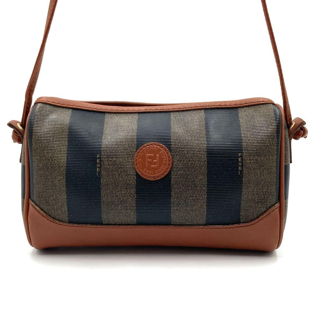 FENDI Shoulder Bag Purse FF Pecan PVC Leather Authentic