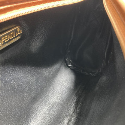FENDI Shoulder Bag Purse FF Pecan PVC Leather Authentic