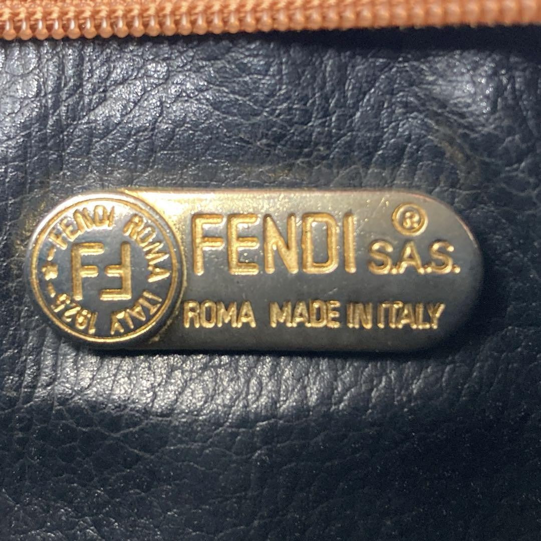 FENDI Shoulder Bag Purse FF Pecan PVC Leather Authentic