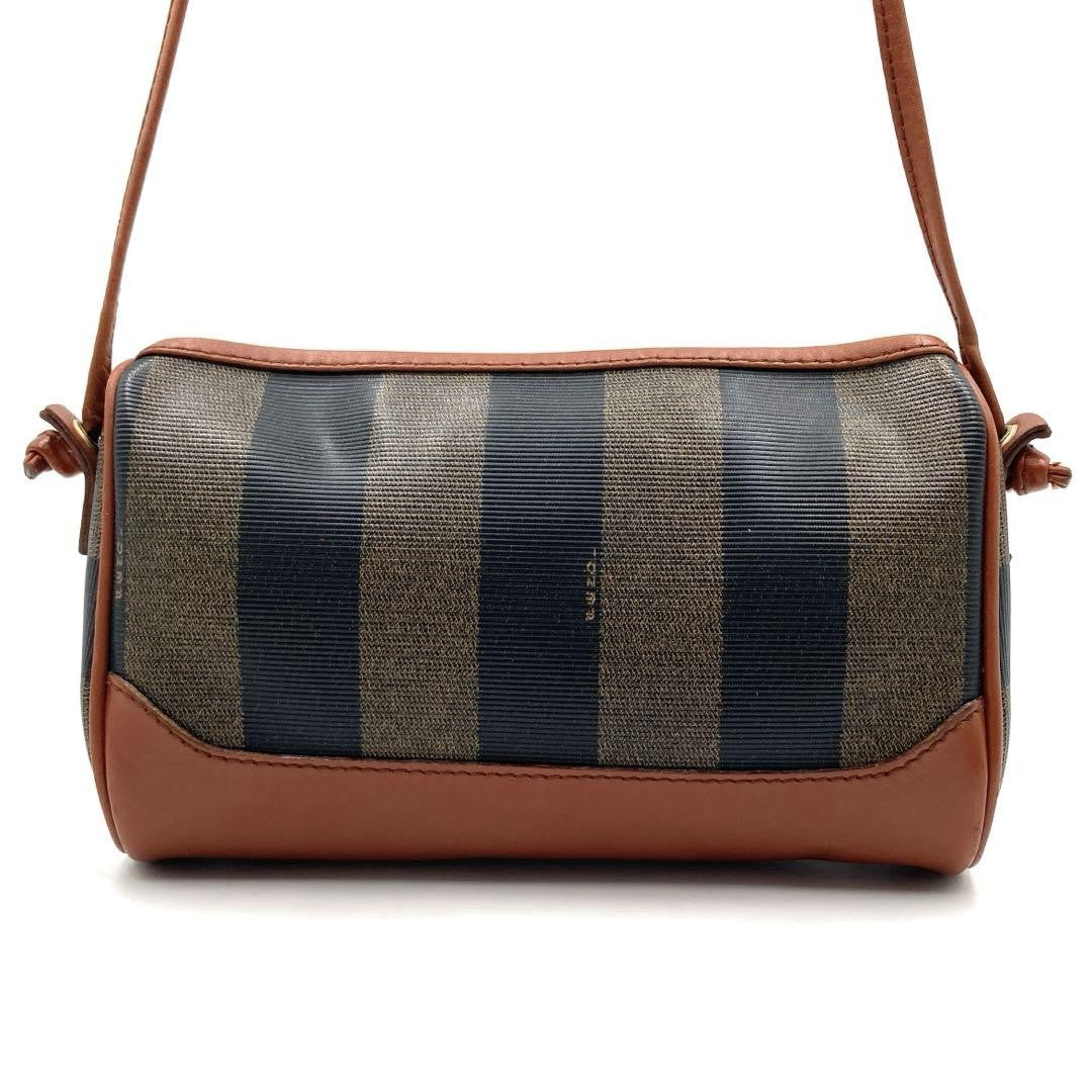 FENDI Shoulder Bag Purse FF Pecan PVC Leather Authentic