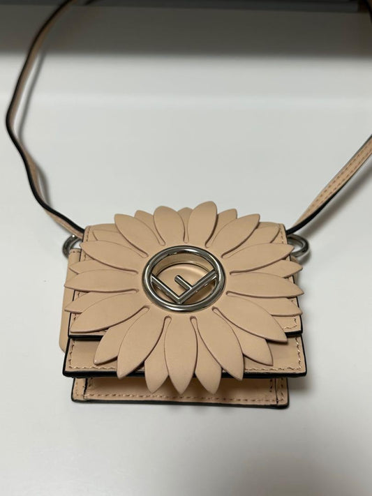 FENDI Shoulder Bag Purse Flower Micro F Logo Authentic