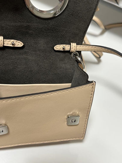 FENDI Shoulder Bag Purse Flower Micro F Logo Authentic