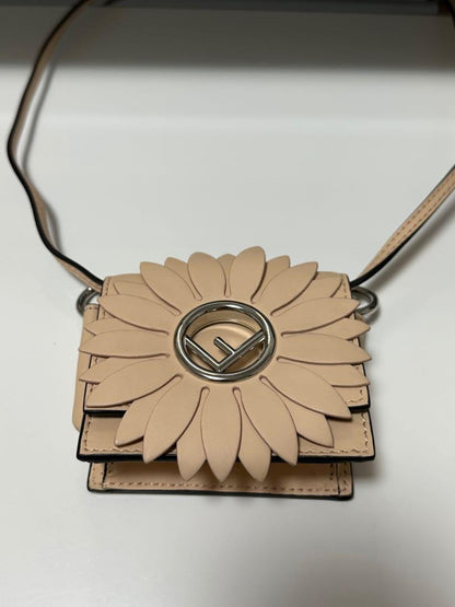 FENDI Shoulder Bag Purse Flower Micro F Logo Authentic
