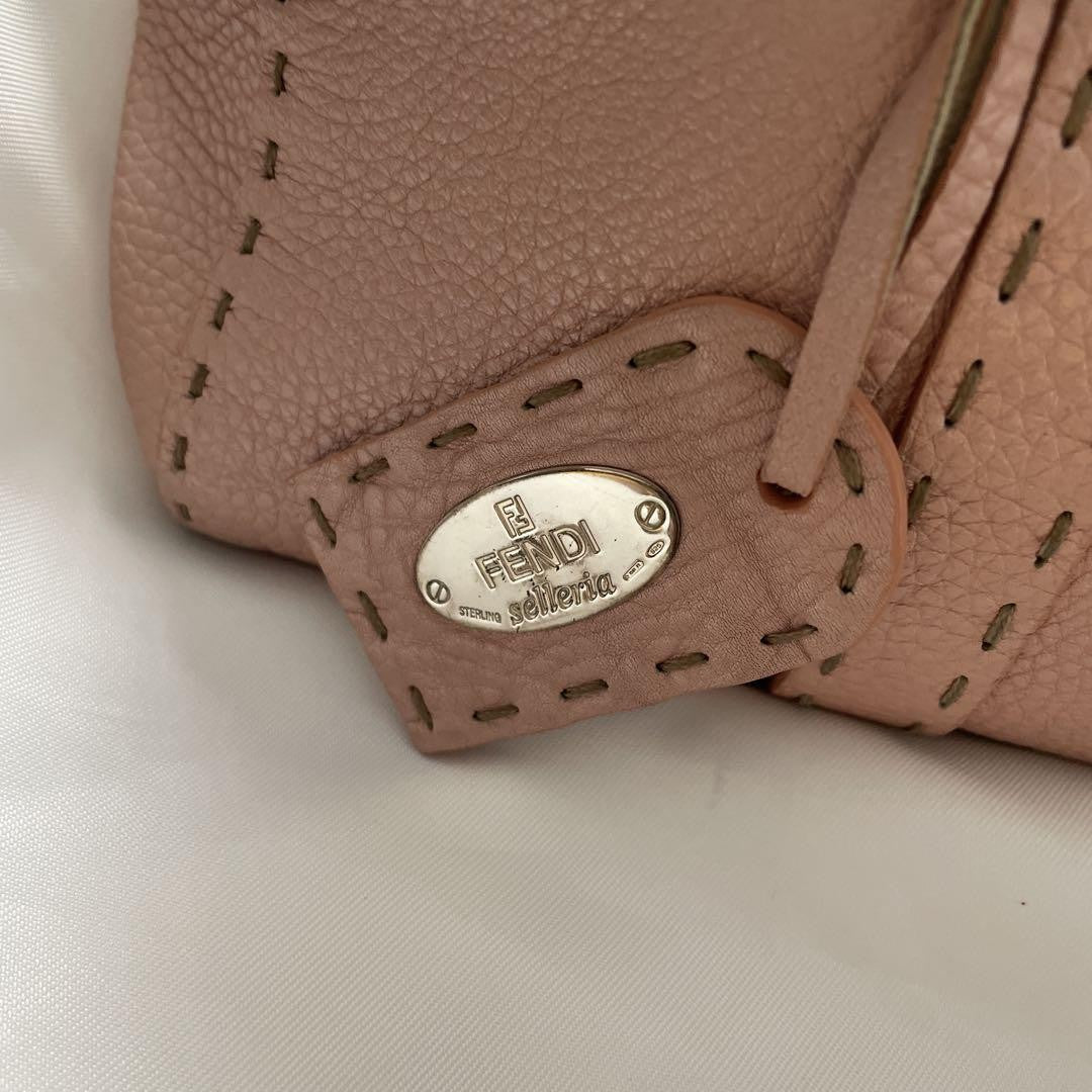 FENDI Hand Bag Tote Purse Selleria Leather Rose Pink Authentic