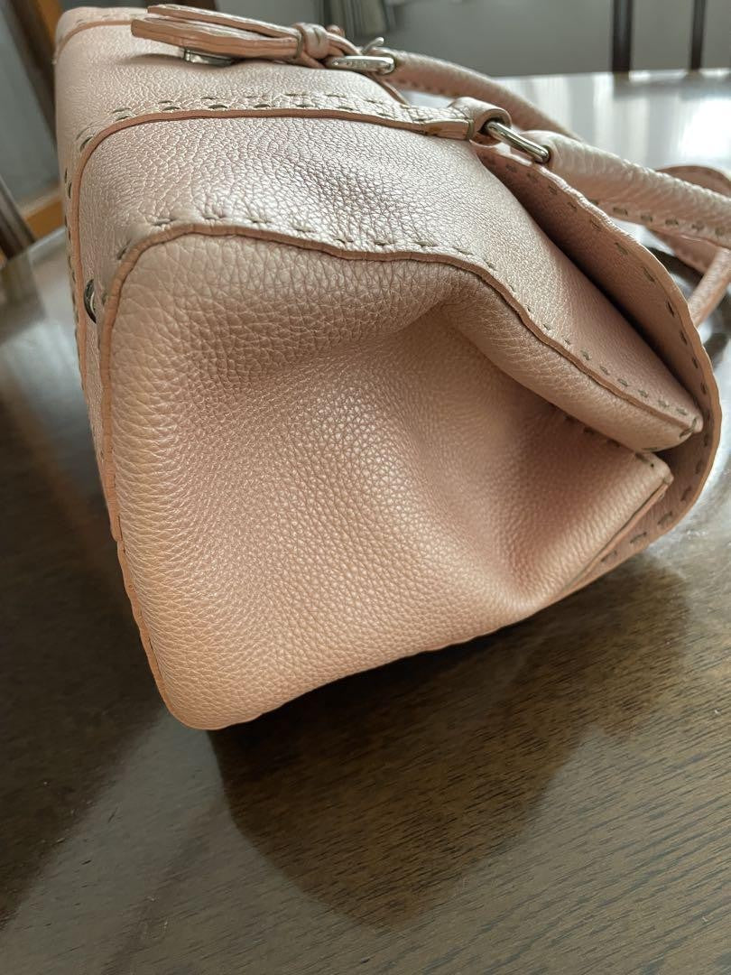 FENDI Hand Bag Tote Purse Selleria Leather Rose Pink Authentic