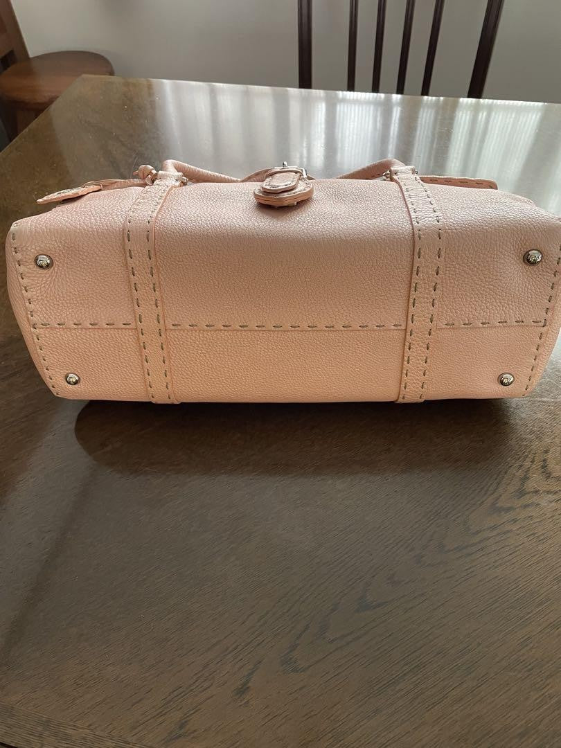 FENDI Hand Bag Tote Purse Selleria Leather Rose Pink Authentic
