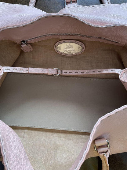 FENDI Hand Bag Tote Purse Selleria Leather Rose Pink Authentic