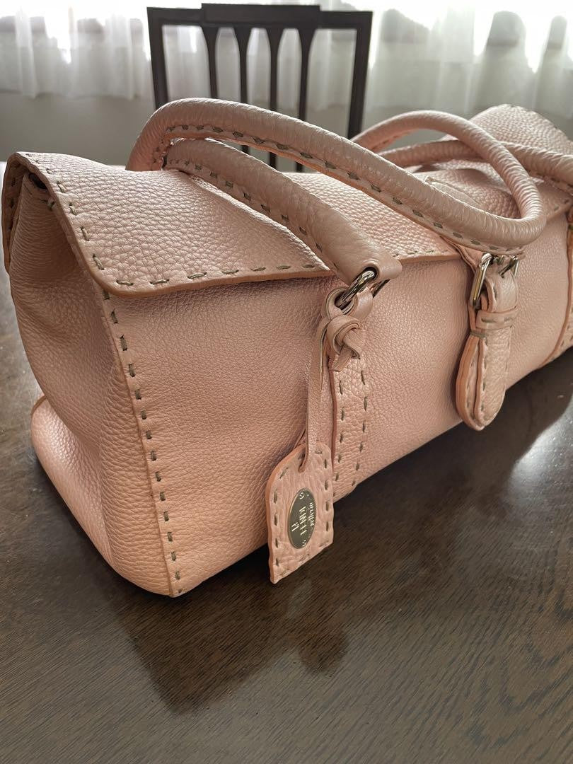 FENDI Hand Bag Tote Purse Selleria Leather Rose Pink Authentic