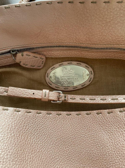 FENDI Hand Bag Tote Purse Selleria Leather Rose Pink Authentic