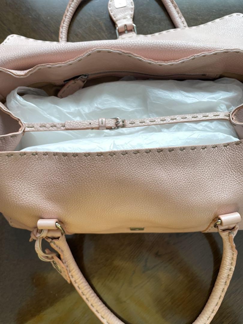 FENDI Hand Bag Tote Purse Selleria Leather Rose Pink Authentic