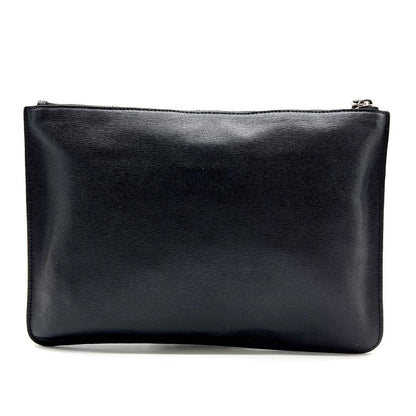 FENDI Clutch Bag Second Bag Studs Leather Black Silver Authentic