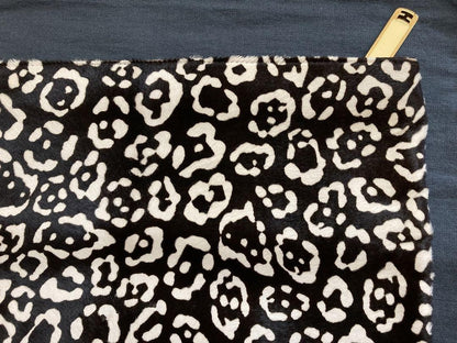 FENDI Clutch Bag Second Bag Canvas Fur Leopard Black Gold Authentic