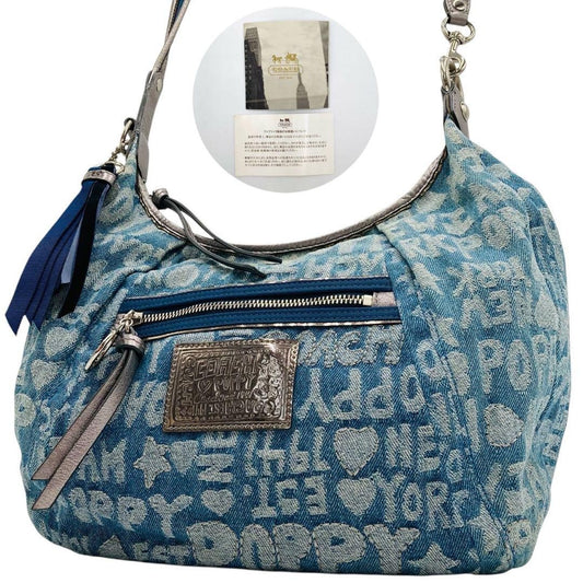 COACH Shoulder Bag Purse Poppy Denim Blue Authentic