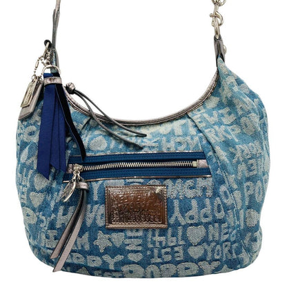 COACH Shoulder Bag Purse Poppy Denim Blue Authentic
