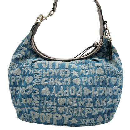 COACH Shoulder Bag Purse Poppy Denim Blue Authentic