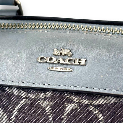 COACH Mini Boston Bag 2way Signature Canvas Denim Navy Blue Authentic