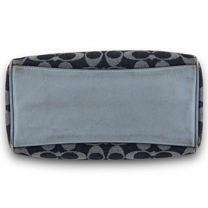 COACH Mini Boston Bag 2way Signature Canvas Denim Navy Blue Authentic