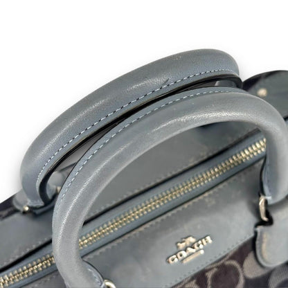 COACH Mini Boston Bag 2way Signature Canvas Denim Navy Blue Authentic