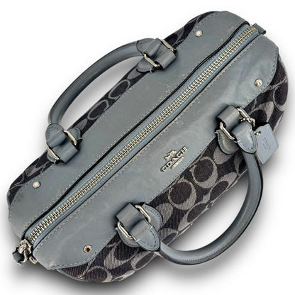 COACH Mini Boston Bag 2way Signature Canvas Denim Navy Blue Authentic
