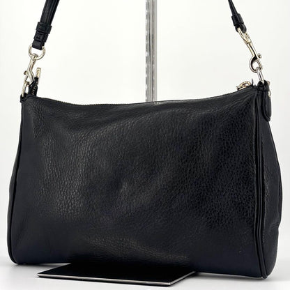 COACH Hand Bag Tote Purse 2way Chain Leather Black Authentic