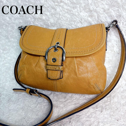 COACH Shoulder Bag Purse Soho Leather Yellow Authentic