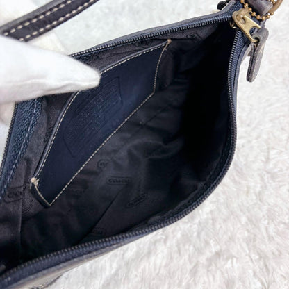 COACH Accessory Pouch Hand Bag Tote Purse Old 9311 Leather Navy Authentic