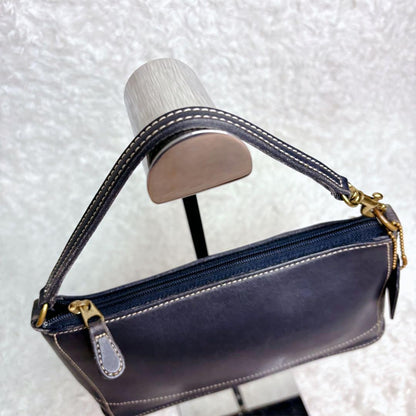 COACH Accessory Pouch Hand Bag Tote Purse Old 9311 Leather Navy Authentic