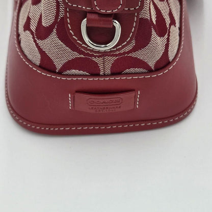 COACH Hand Bag Tote Purse Signature Canvas Leather Red Authentic