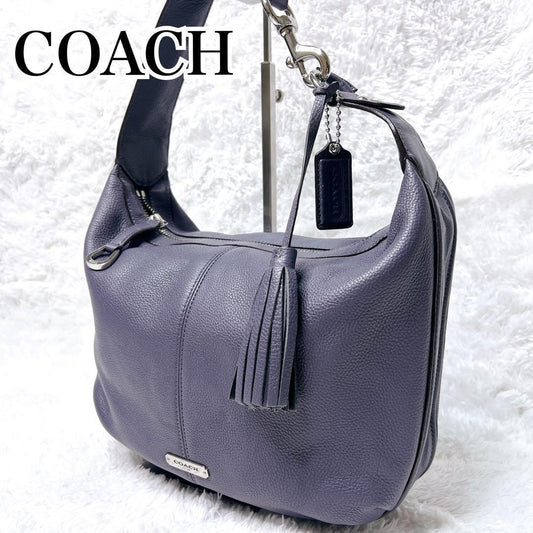 COACH Shoulder Bag Purse Leather Purple Lavender Authentic