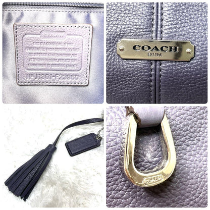COACH Shoulder Bag Purse Leather Purple Lavender Authentic
