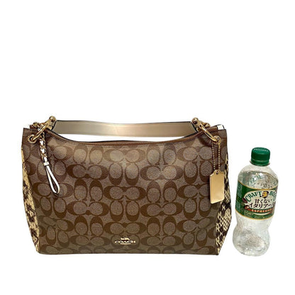 COACH Hand Shoulder Bag Tote Purse Signature Brown Authentic