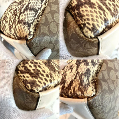 COACH Hand Shoulder Bag Tote Purse Signature Brown Authentic