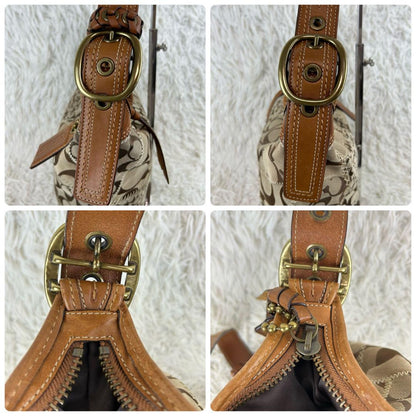 COACH Shoulder Bag Purse Signature 11452 Leather Brown Authentic