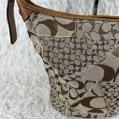 COACH Shoulder Bag Purse Signature 11452 Leather Brown Authentic
