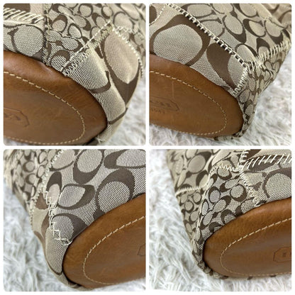 COACH Shoulder Bag Purse Signature 11452 Leather Brown Authentic