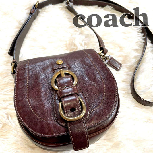 COACH Mini Saddle Bag Shoulder Bag Purse Dark Brown Purple Authentic