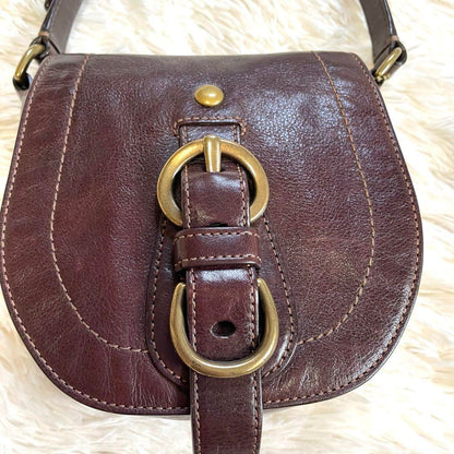 COACH Mini Saddle Bag Shoulder Bag Purse Dark Brown Purple Authentic