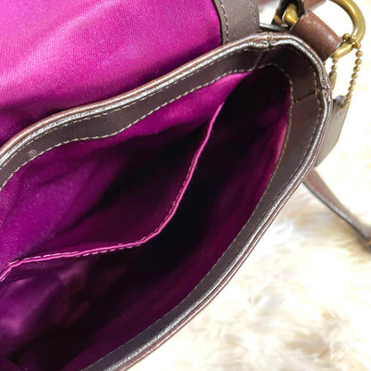 COACH Mini Saddle Bag Shoulder Bag Purse Dark Brown Purple Authentic