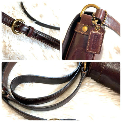 COACH Mini Saddle Bag Shoulder Bag Purse Dark Brown Purple Authentic